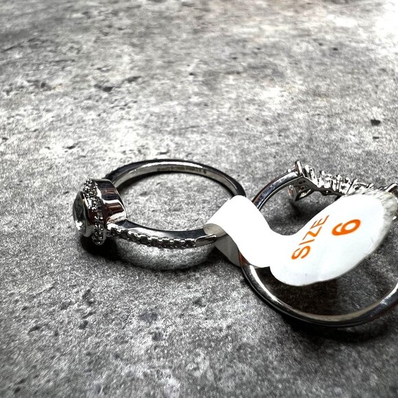 Ring Bomb Party Ring, size 6, gray blue gemstone rhodium plated - Picture 5 of 7